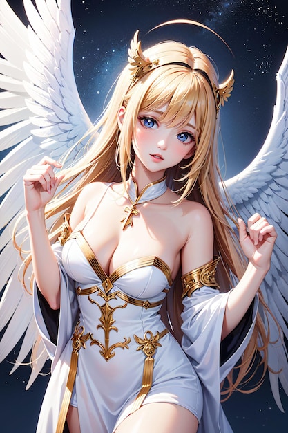 Blond anioł ze skrzydłami