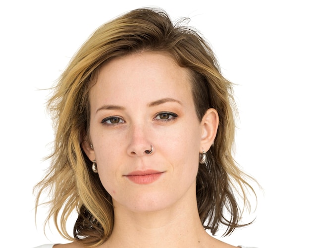 Blondynka png przezroczysty portret uśmiechniętej twarzy