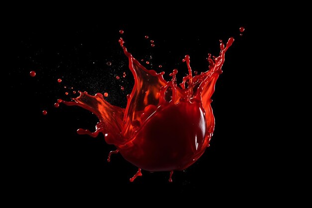 Blood Splash na czarnym tle generatywnej AI