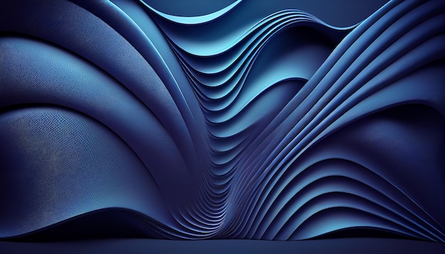 Blue abstrakcyjna fala 3d luksusowe tło Generative AI