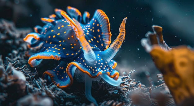 Zdjęcie blue and orange sea slug