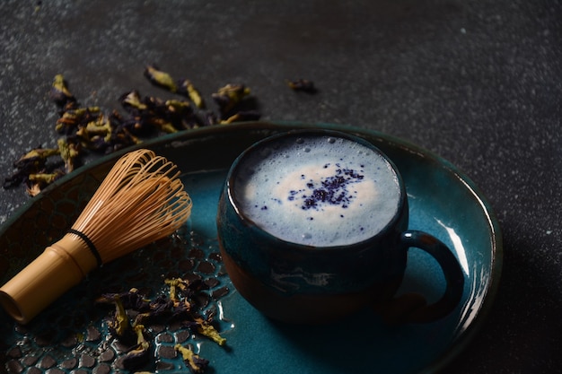 Blue Butterfly Pea Latte Herbata z kwiatów Clitoria ternatea roślina lub azjatyckie skrzydełka pegion Detox przeciwutleniacz antystresowy napój przeciw starzeniu