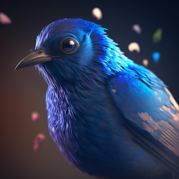 Blue joy bird animal head picture AI Generated photo