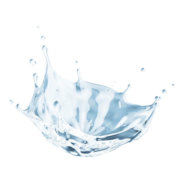 Blue Water Splash na białym tle