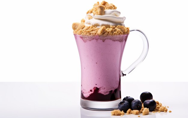 Blueberry Cheesecake Smoothie Delight na białym tle