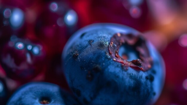 Zdjęcie blueberry macro background ilustracja ai generativexa