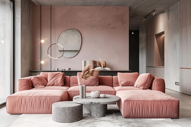Blush Pink Design W stylu współczesnym wnętrze domu i nowoczesny salon