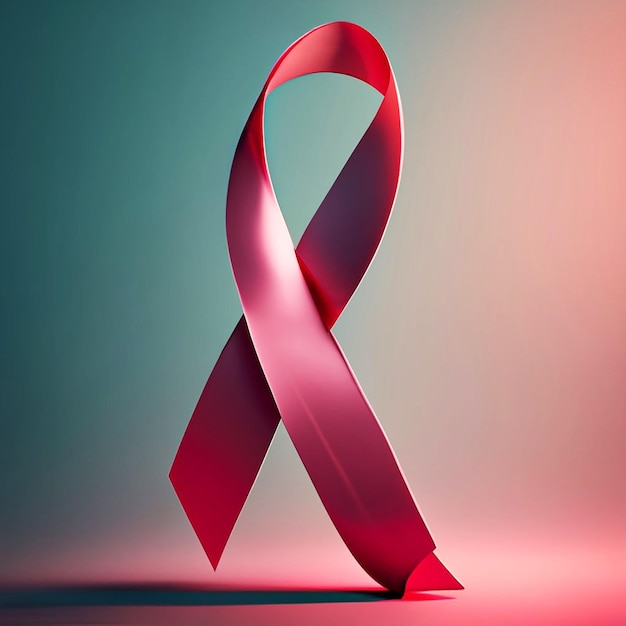Błyszcząca różowa wstążka w stylu pędzla w międzynarodowym dniu raka piersi na plakacie renderowania 3D