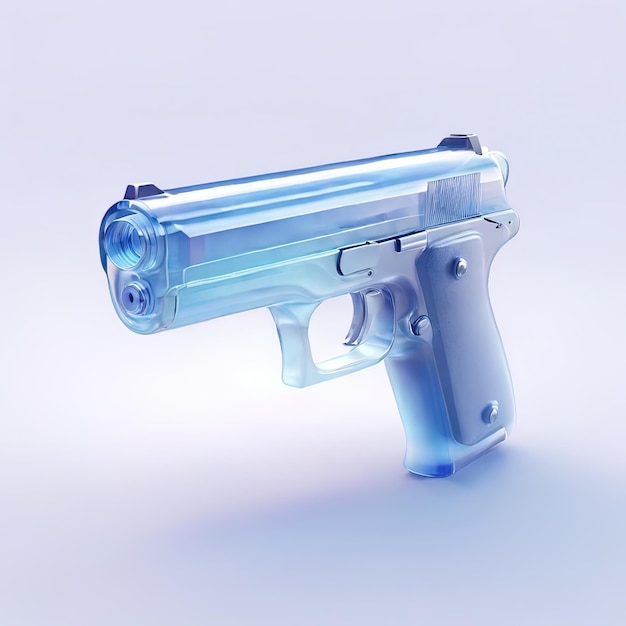 Zdjęcie błyszcząca, stylizowana szklana ikona pistoletu, pistolet, broń palna, broń boczna