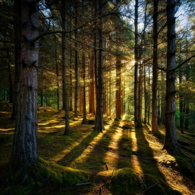 Błyszczące cienie zaklęcie w lesie zmierzchu