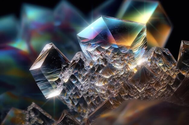 Zdjęcie błyszczące kryształy grupy jak lód lub kamienie szlachetne generatywne ai
