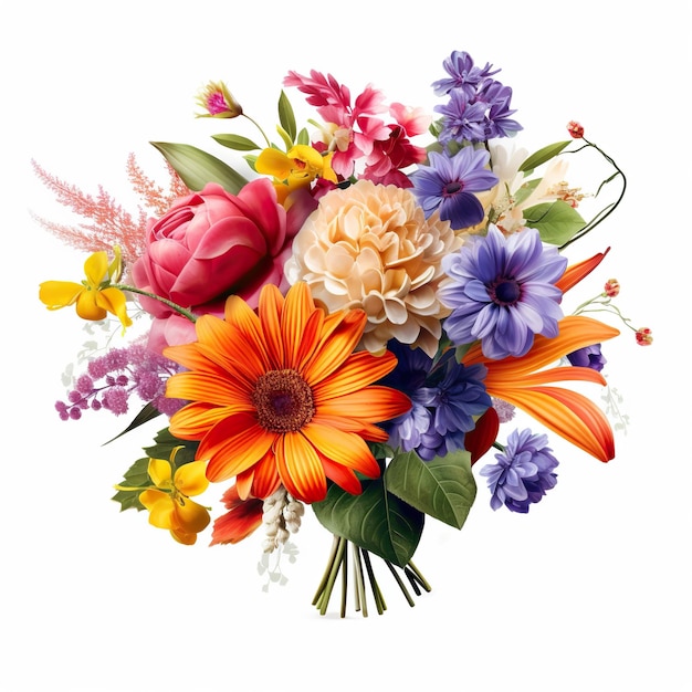 Błyszczące kwiaty bukiet kolorowych kwiatów Generative Ai