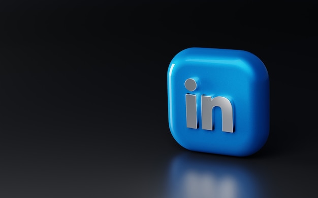 Zdjęcie błyszczące metalowe logo linkedin 3d