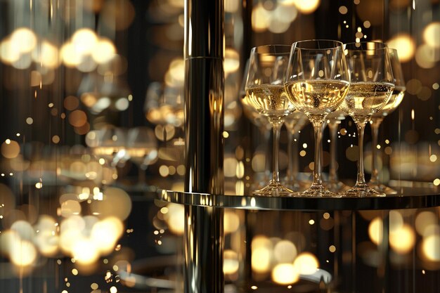 Zdjęcie błyszczące wieże szampana na luksusowych imprezach