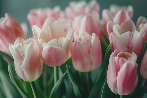 Błyszcząco różowy i jasno różowy bukiet tulipanów