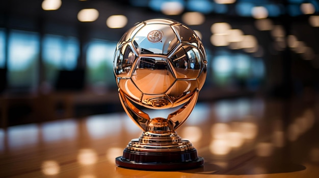 Zdjęcie błyszczący metal sport trophy nagroda piłka nożna