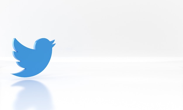 Błyszczący Projekt Renderowania 3d Logo Lub Symbolu Mediów Społecznościowych Na Twitterze Na Białym Tle