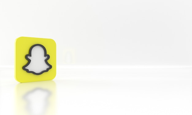 Błyszczący projekt renderowania 3d logo lub symbolu mediów społecznościowych snapchat na białym tle
