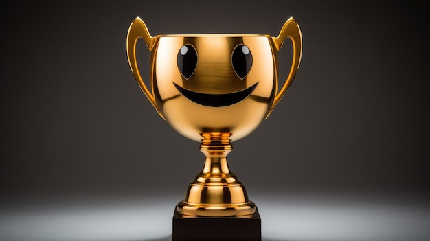 Błyszczący złoty emoji trofeum