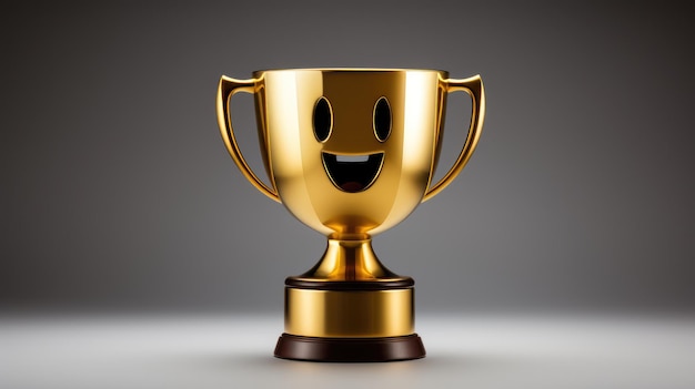 Błyszczący złoty emoji trofeum