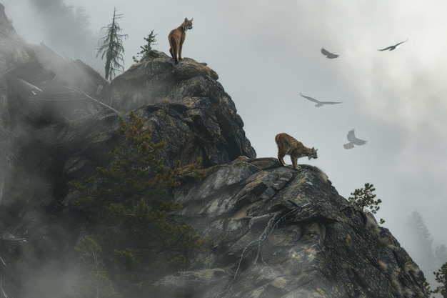 Zdjęcie bob na misty mountain cliffcats
