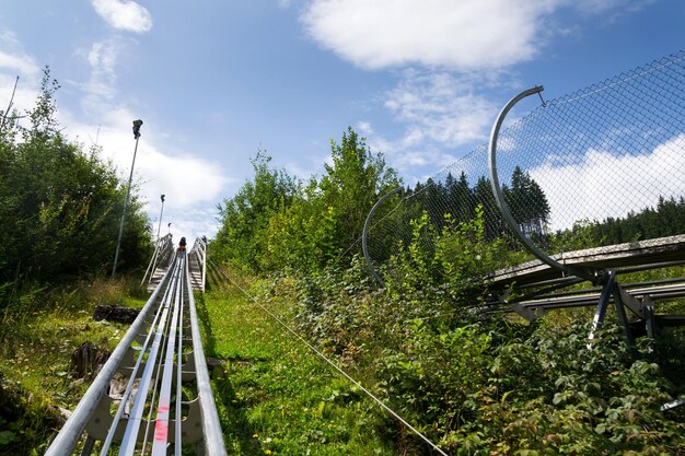 Bobsled Roller Coaster Toboggan w letni dzień Rittisberg Alpy Austria