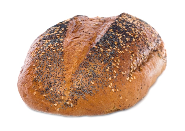 Bochenek Chleba Pełnoziarnistego Na Białym Tle