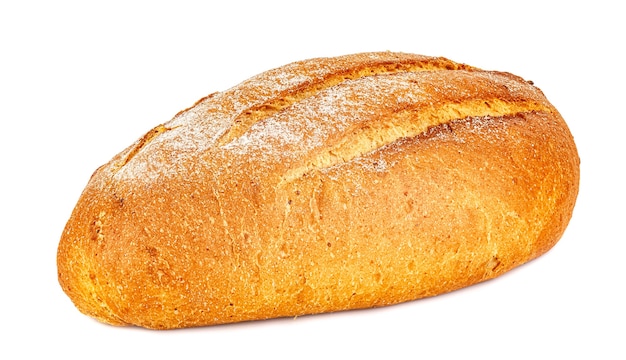 Bochenek świeżo upieczony chleb żytni na białym tle