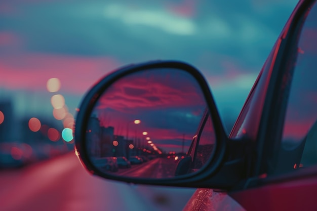 boczne lustro na czerwonym samochodzie