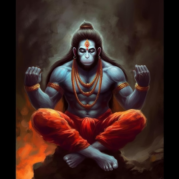 Bóg Hanuman w medytacyjnych obrazach generatywnych ai
