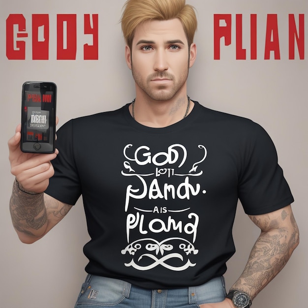 Zdjęcie bóg ma plan typografię projekt koszulki