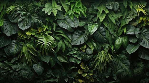 Bogata różnorodność roślin tropikalnych w gęstej zieleni
