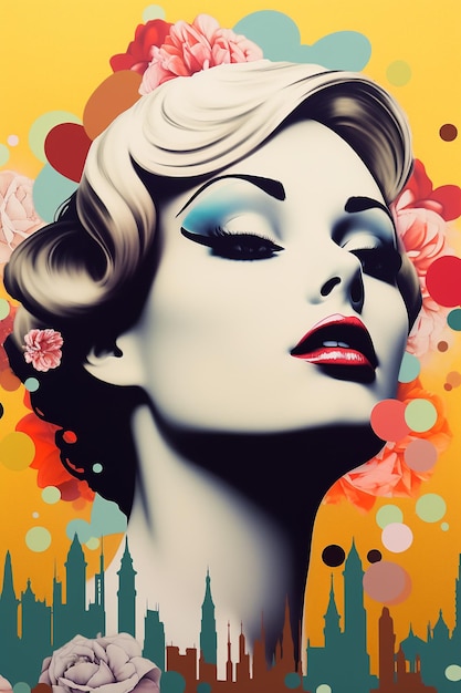 Bogate graffiti malujące kobiety z pełną twarzą malowane ilustracje artystyczne