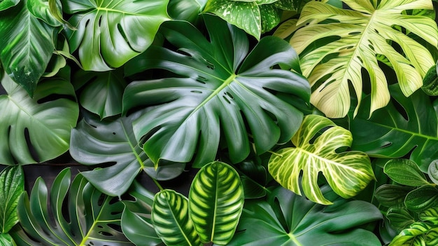 Bogate tropikalne zielenię twardy wzór liści dżungli