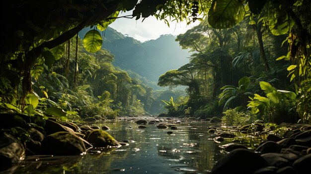 Zdjęcie bogaty baldachim tropikalnych lasów deszczowych