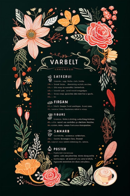 Bohemian Colorful Delights Whimsical Menu Layout