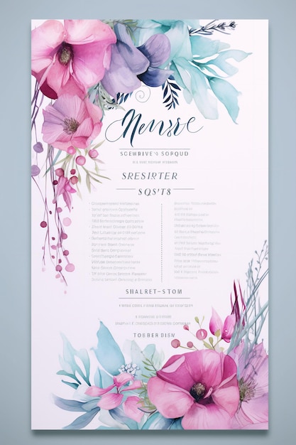 Bohemian Colorful Delights Whimsical Menu Layout