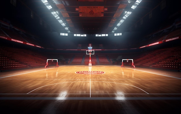 Boisko do koszykówki z fanami ludzi Arena sportowa Fotorealistyczne tło renderowania 3D