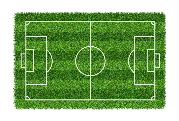 Boisko piłkarskie lub boisko do piłki nożnej na tle zielonej trawie