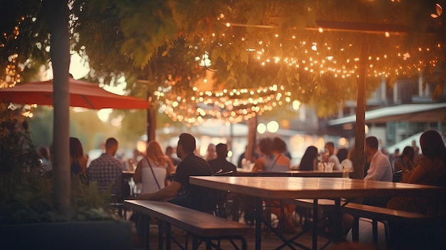 Bokeh Tło restauracji Street Bar Outdoor