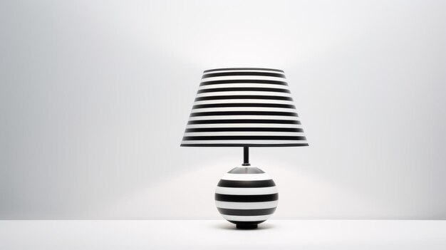 Boldgraphic Black And White Striped Table Lamp Art Deco Projektant