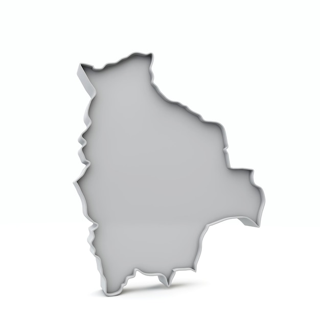 Boliwia prosta mapa d w białym szarym renderowaniu d