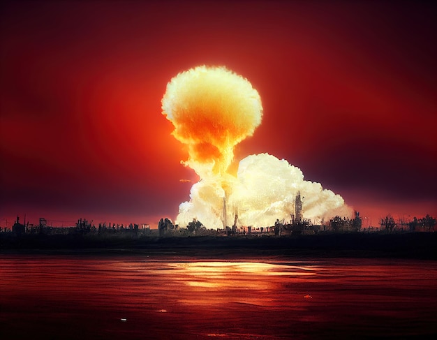 Bomba atomowa w mieście Symbol wojny koniec świata Wybuch jądrowy Katastrofa