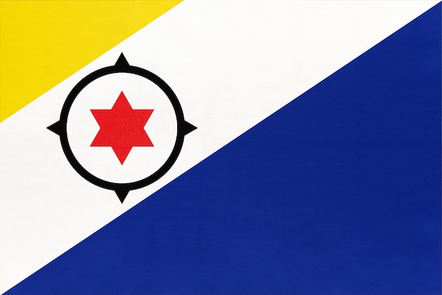 Bonaire island flag narodowych tkaniny, tło włókienniczych.