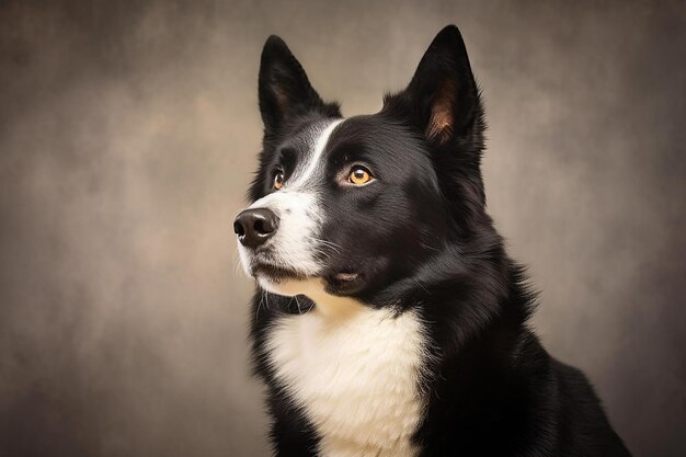 Border collie na szarym tle