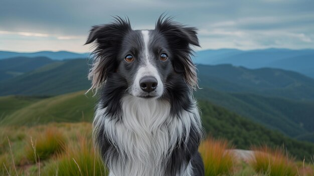 Border Collie wpatruje się w górskie krajobrazy