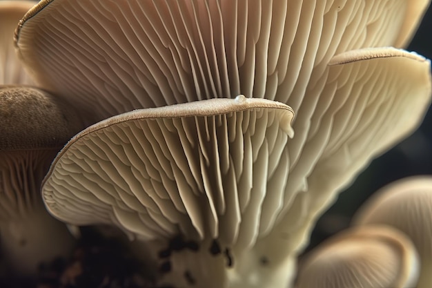 Borowik abstrakcyjny Grzyb Duży grzyb z płytkami grzybów z bliska obrazu Wygenerowane AI