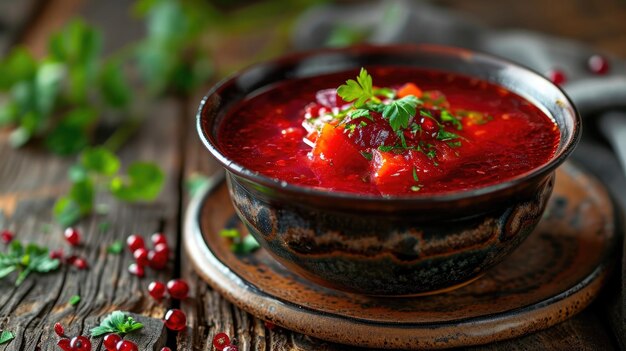 Zdjęcie borscht, pyszne danie z zupą.