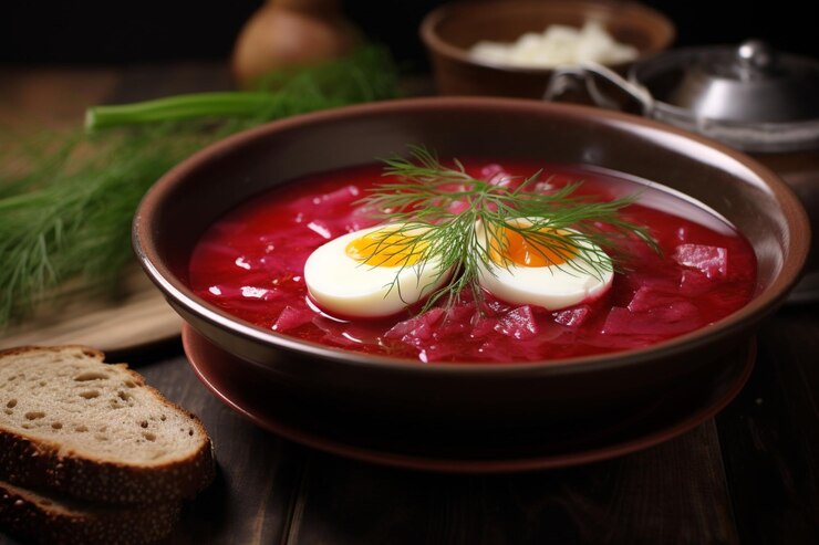 Zdjęcie borscht z lekkim bulionem pyszny pyszny borscht fotografia jedzenia