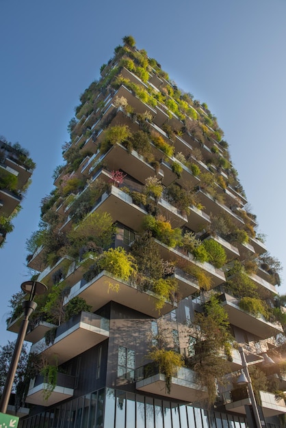 Bosco Verticale nowy i nowoczesny wieżowiec z drzewami rosnącymi na balkonach w dzielnicy Isola